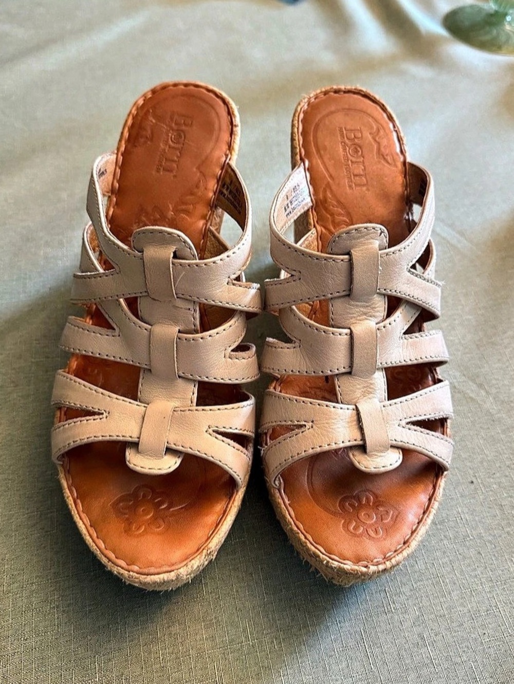 Børn Women's Wedge Sandals in Beige Size US 9